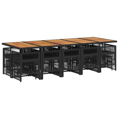 15-tlg. Garten-Essgruppe mit Kissen Schwarz Poly Rattan