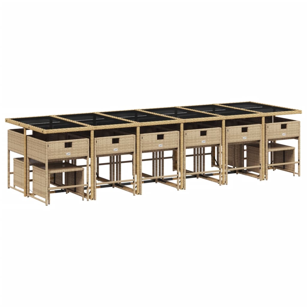 17-tlg. Garten-Essgruppe mit Kissen Beigemischung Poly Rattan