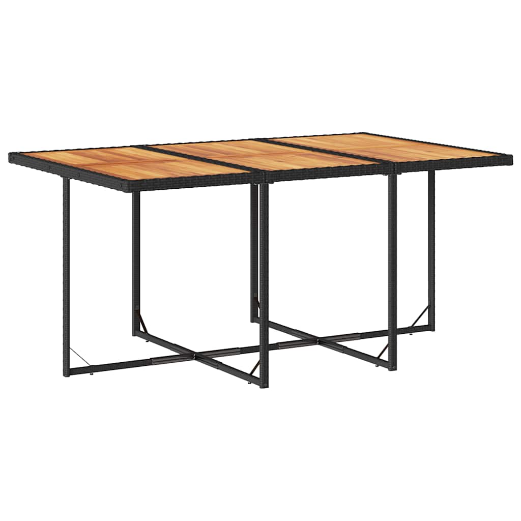 7-tlg. Garten-Essgruppe mit Kissen Schwarz Poly Rattan