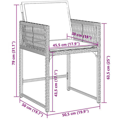 13-tlg. Garten-Essgruppe mit Kissen Grau Poly Rattan