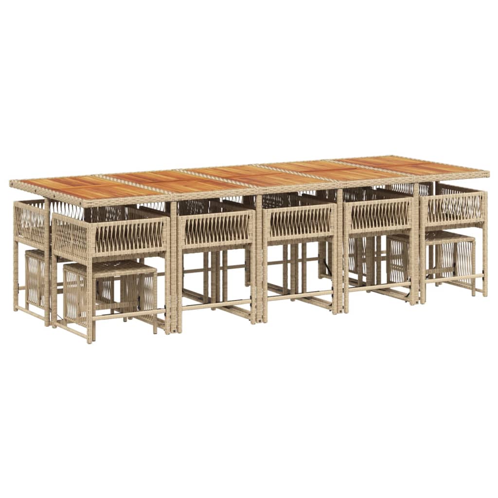 15-tlg. Garten-Essgruppe mit Kissen Beige Poly Rattan