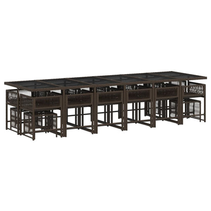 17-tlg. Garten-Essgruppe mit Kissen Braun Poly Rattan