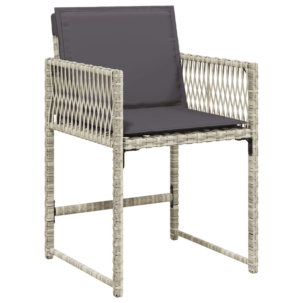 9-tlg. Garten-Essgruppe mit Kissen Hellgrau Poly Rattan