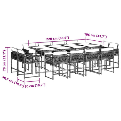 13-tlg. Garten-Essgruppe mit Kissen Beigemischung Poly Rattan