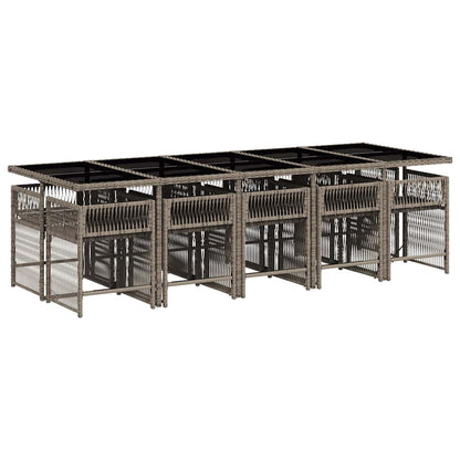 11-tlg. Garten-Essgruppe mit Kissen Grau Poly Rattan