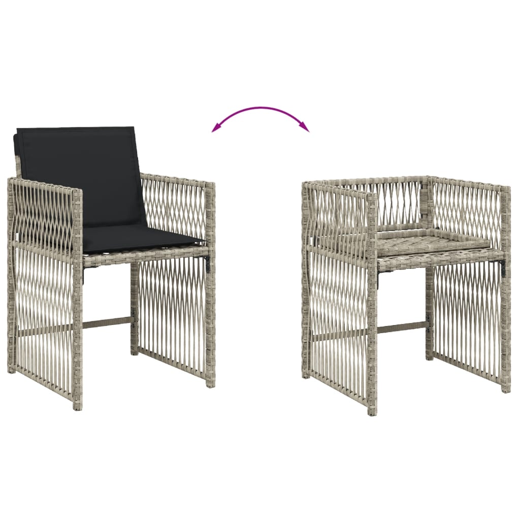 11-tlg. Garten-Essgruppe mit Kissen Hellgrau Poly Rattan