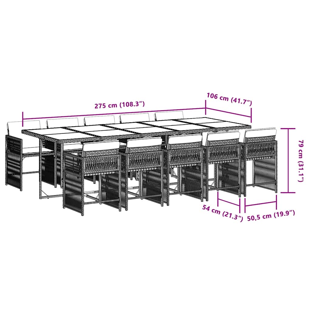 11-tlg. Garten-Essgruppe mit Kissen Beigemischung Poly Rattan
