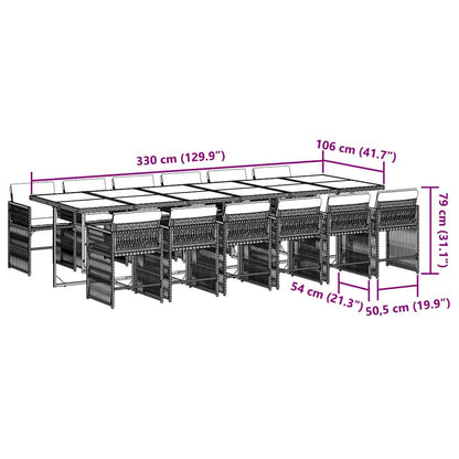 13-tlg. Garten-Essgruppe mit Kissen Braun Poly Rattan