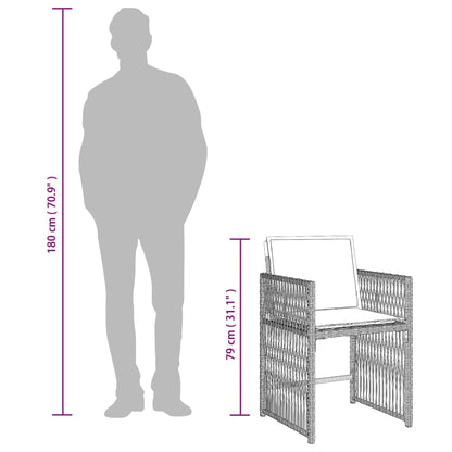 17-tlg. Garten-Essgruppe mit Kissen Hellgrau Poly Rattan