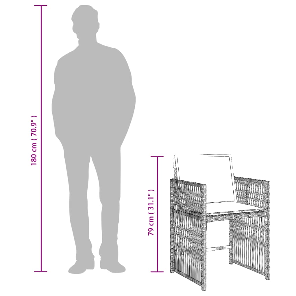 17-tlg. Garten-Essgruppe mit Kissen Hellgrau Poly Rattan
