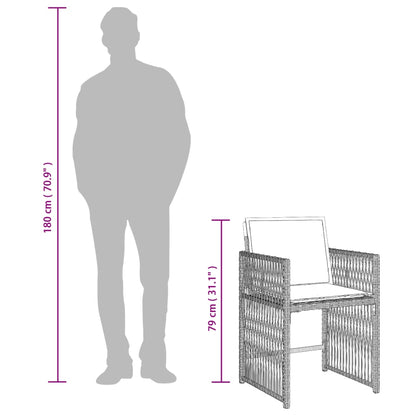 17-tlg. Garten-Essgruppe mit Kissen Hellgrau Poly Rattan