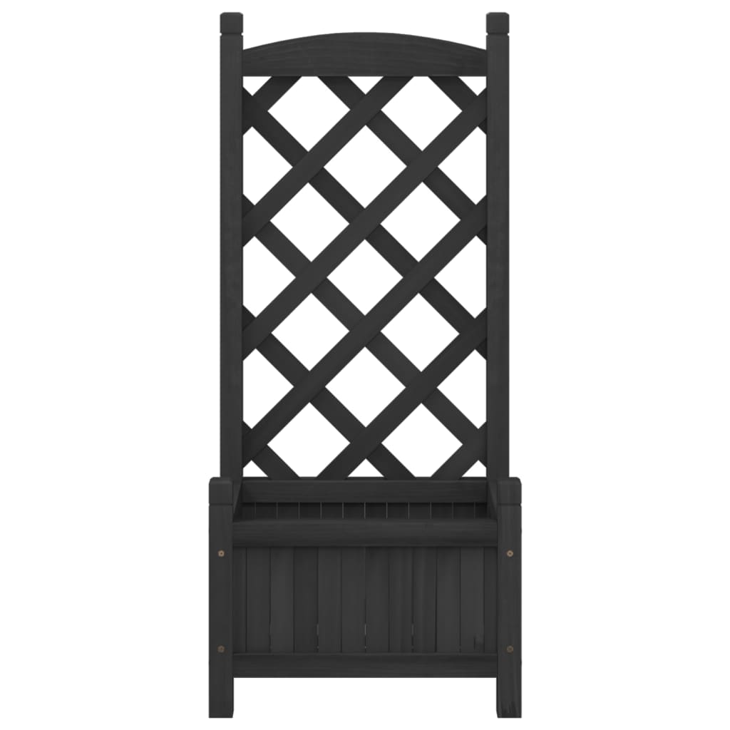 Pflanzkübel mit Spalier Schwarz Massivholz Tanne