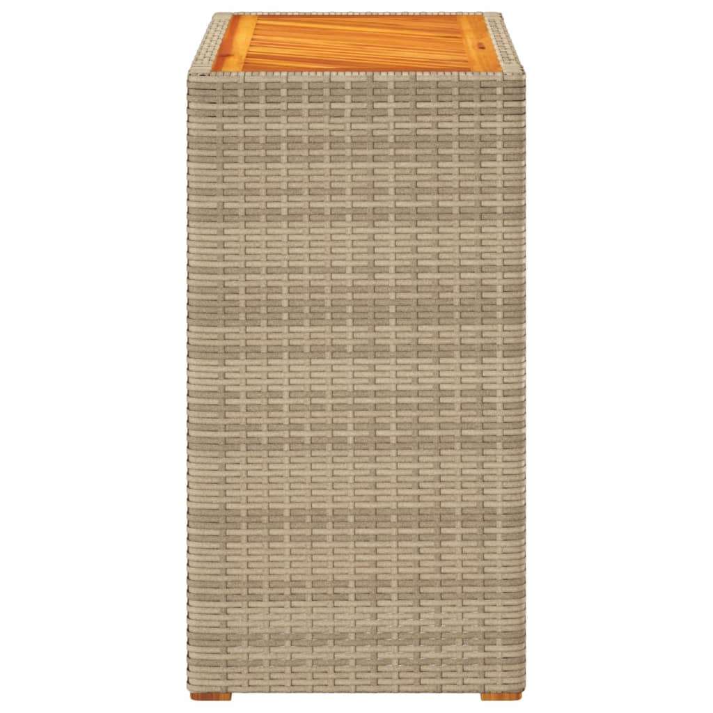 Garten-Beistelltisch mit Holzplatte Beige Poly Rattan