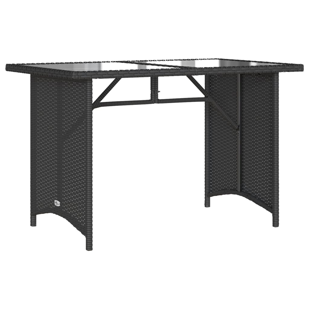 Havebord med glasplade Sort 110x68x70 cm Polyrattan