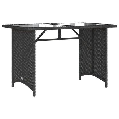 Havebord med glasplade Sort 110x68x70 cm Polyrattan
