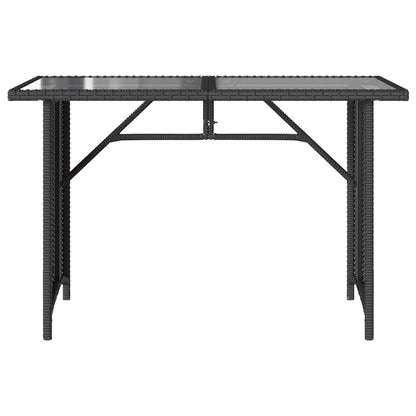 Havebord med glasplade Sort 110x68x70 cm Polyrattan