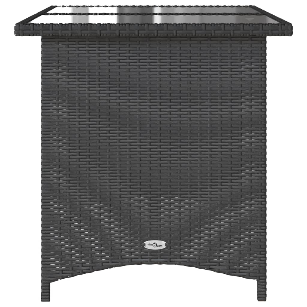 Havebord med glasplade Sort 110x68x70 cm Polyrattan