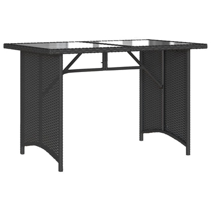 Havebord med glasplade Sort 110x68x70 cm Polyrattan