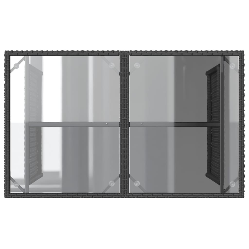 Havebord med glasplade Sort 110x68x70 cm Polyrattan