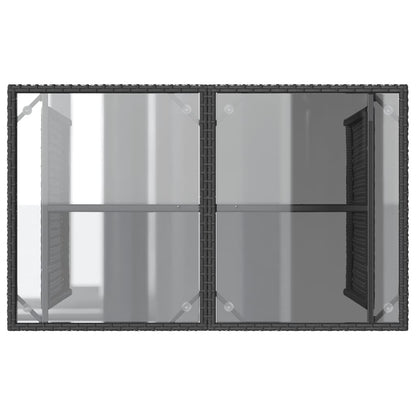 Havebord med glasplade Sort 110x68x70 cm Polyrattan