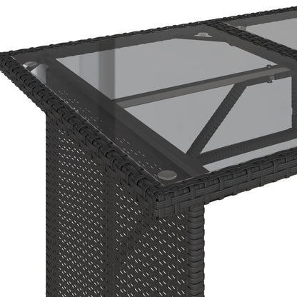 Havebord med glasplade Sort 110x68x70 cm Polyrattan