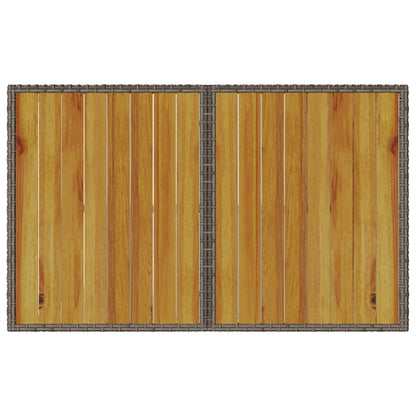 Gartentisch mit Holzplatte Grau 110x68x70 cm Poly Rattan
