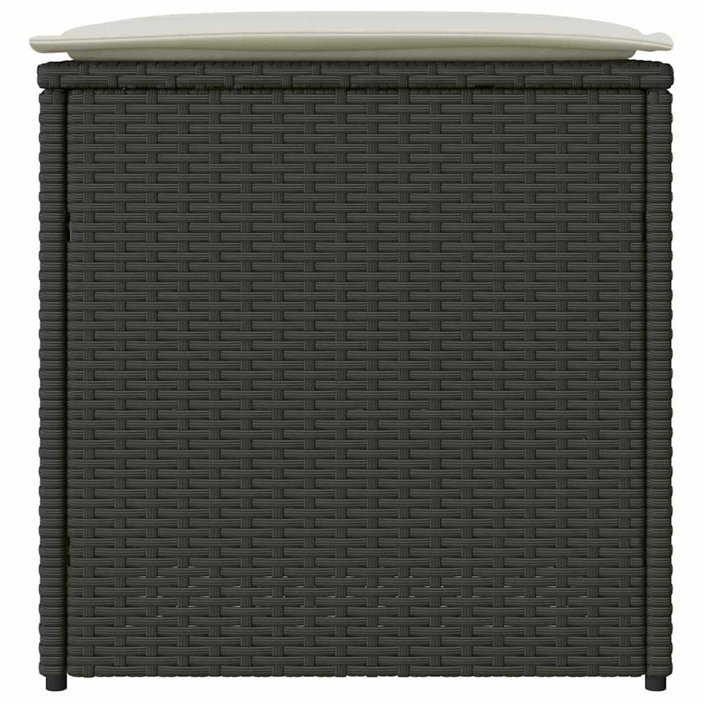 Kissenbox mit Speicher Schwarz 50 x 50 x 50 cm Poly-Rattan