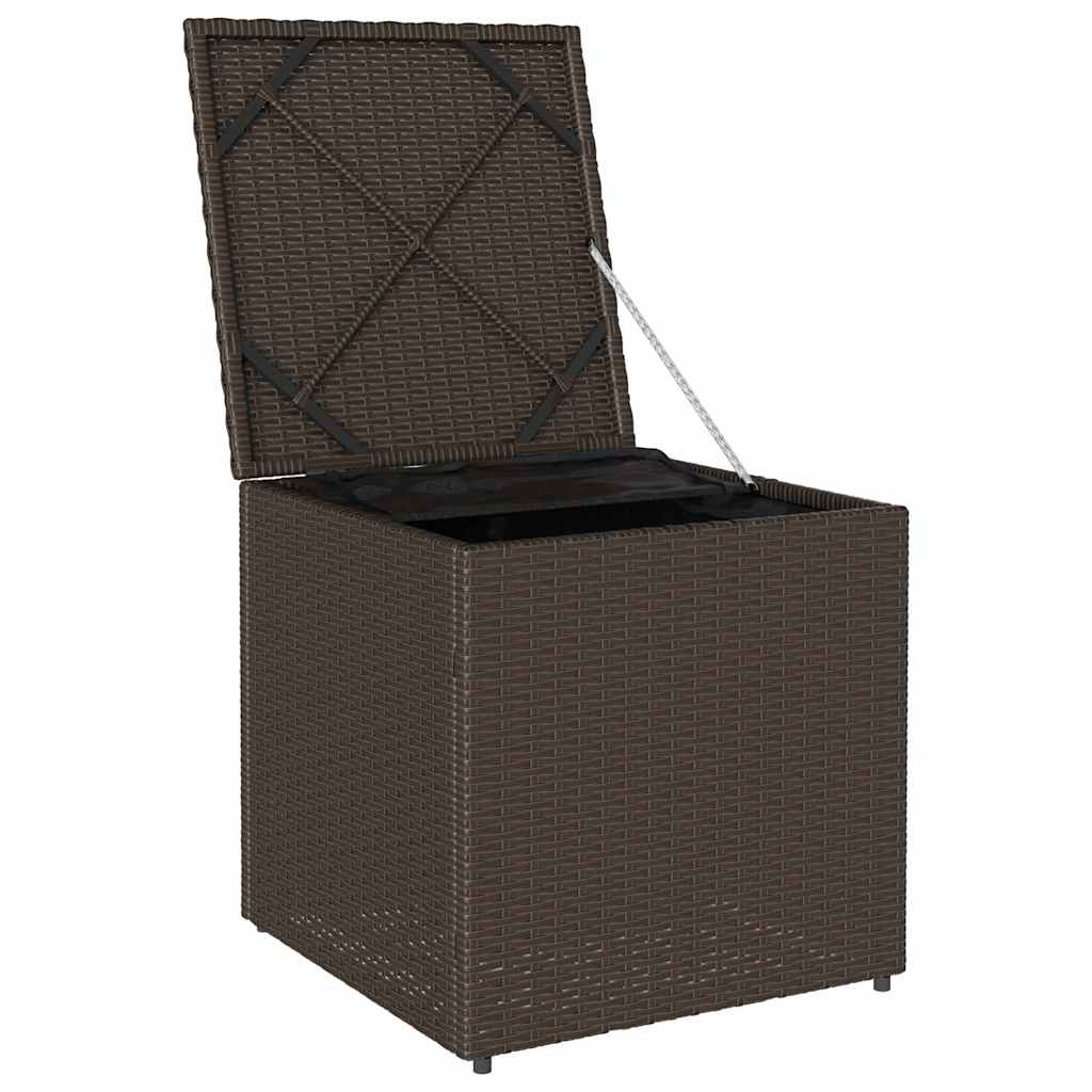 Kissenbox mit Speicher Braun 50 x 50 x 50 cm Poly-Rattan