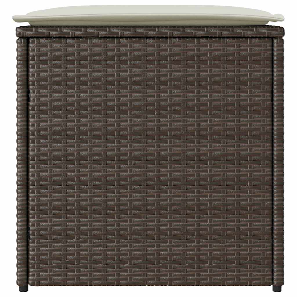 Kissenbox mit Speicher Braun 50 x 50 x 50 cm Poly-Rattan