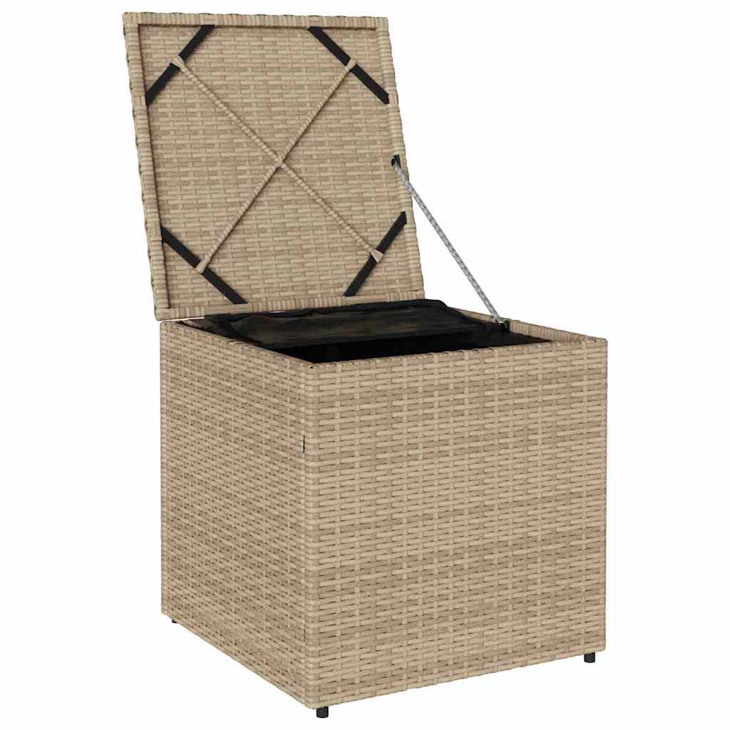 Kissenbox mit Speicher Beige 50 x 50 x 50 cm Poly-Rattan