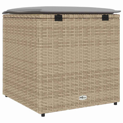 Kissenbox mit Speicher Beige 50 x 50 x 50 cm Poly-Rattan