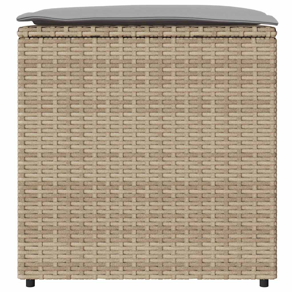 Kissenbox mit Speicher Beige 50 x 50 x 50 cm Poly-Rattan