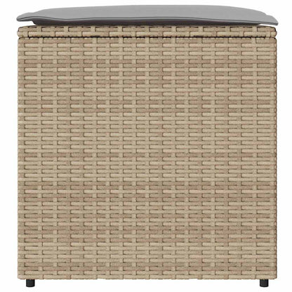 Kissenbox mit Speicher Beige 50 x 50 x 50 cm Poly-Rattan