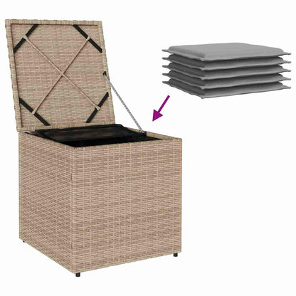 Kissenbox mit Speicher Beige 50 x 50 x 50 cm Poly-Rattan