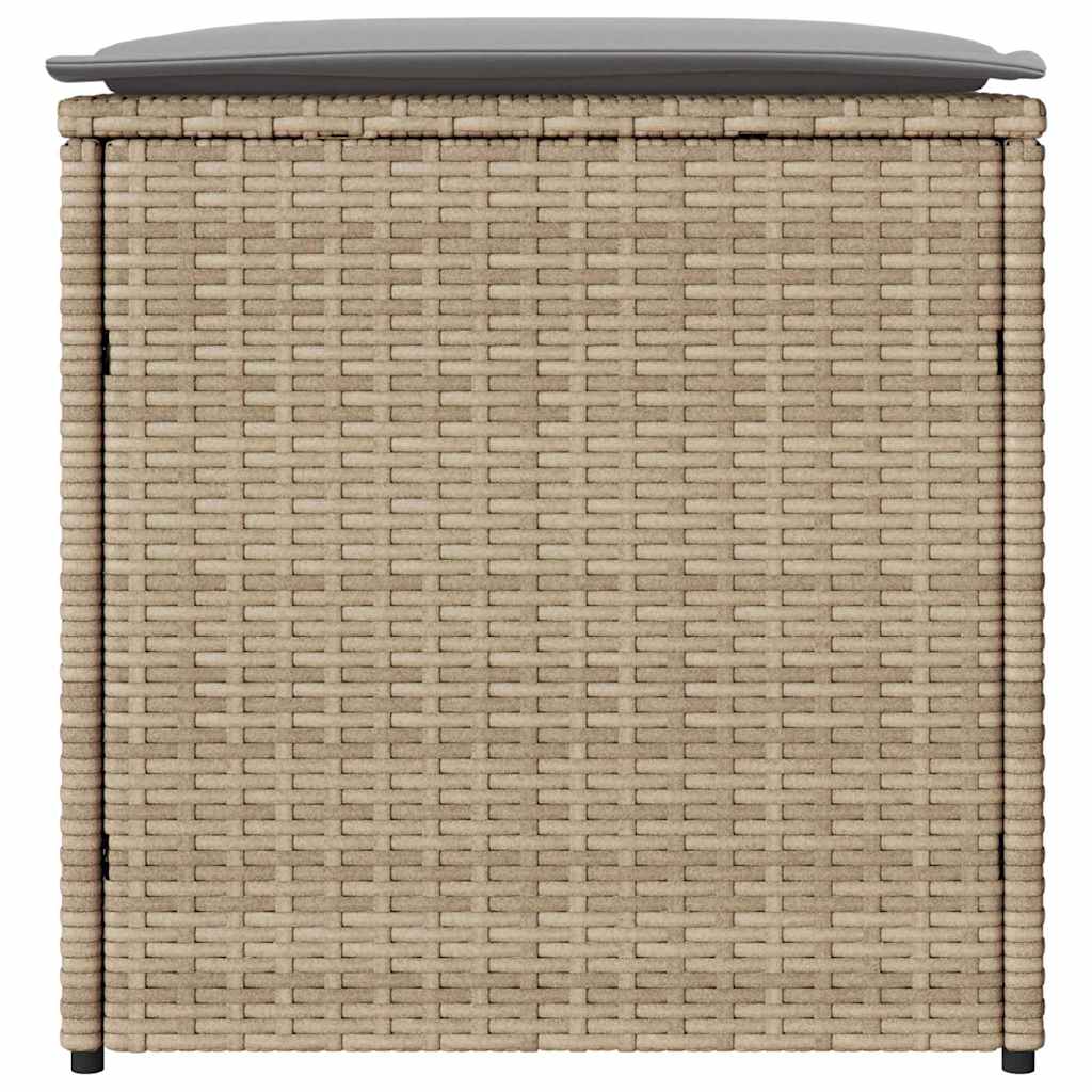 Kissenbox mit Speicher Beige 50 x 50 x 50 cm Poly-Rattan