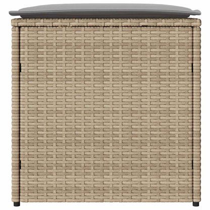 Kissenbox mit Speicher Beige 50 x 50 x 50 cm Poly-Rattan