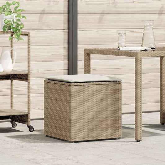 Kissenbox mit Speicher Beige 50 x 50 x 50 cm Poly-Rattan