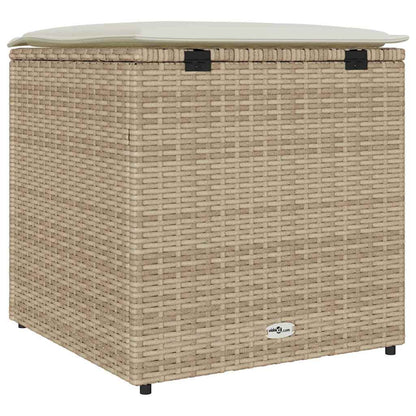 Kissenbox mit Speicher Beige 50 x 50 x 50 cm Poly-Rattan