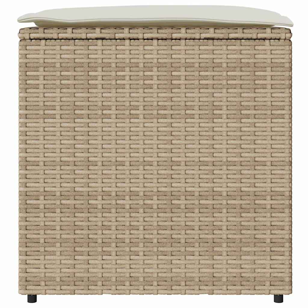 Kissenbox mit Speicher Beige 50 x 50 x 50 cm Poly-Rattan