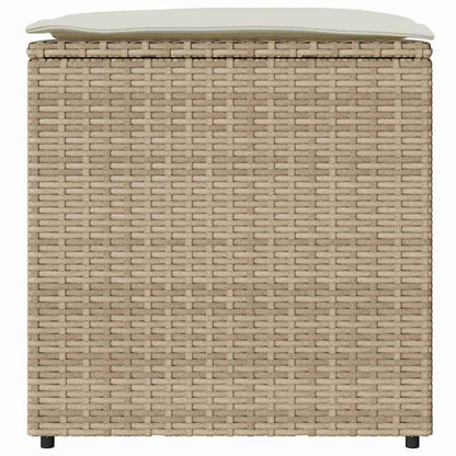 Kissenbox mit Speicher Beige 50 x 50 x 50 cm Poly-Rattan