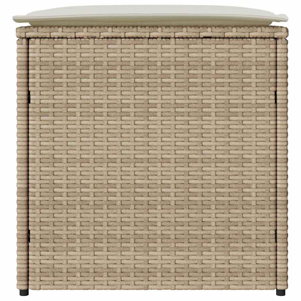 Kissenbox mit Speicher Beige 50 x 50 x 50 cm Poly-Rattan