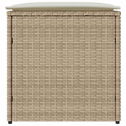Kissenbox mit Speicher Beige 50 x 50 x 50 cm Poly-Rattan