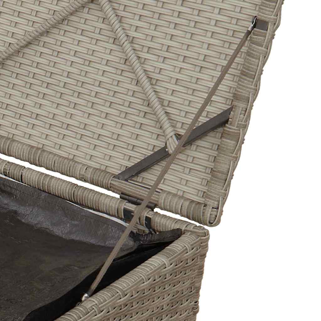 Kissenbox mit Speicher Hellgrau 50 x 50 x 50 cm Poly-Rattan