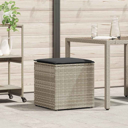 Kissenbox mit Speicher Hellgrau 50 x 50 x 50 cm Poly-Rattan