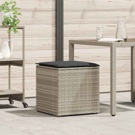 Kissenbox mit Speicher Hellgrau 50 x 50 x 50 cm Poly-Rattan