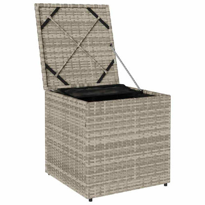 Kissenbox mit Speicher Hellgrau 50 x 50 x 50 cm Poly-Rattan