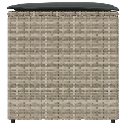 Kissenbox mit Speicher Hellgrau 50 x 50 x 50 cm Poly-Rattan