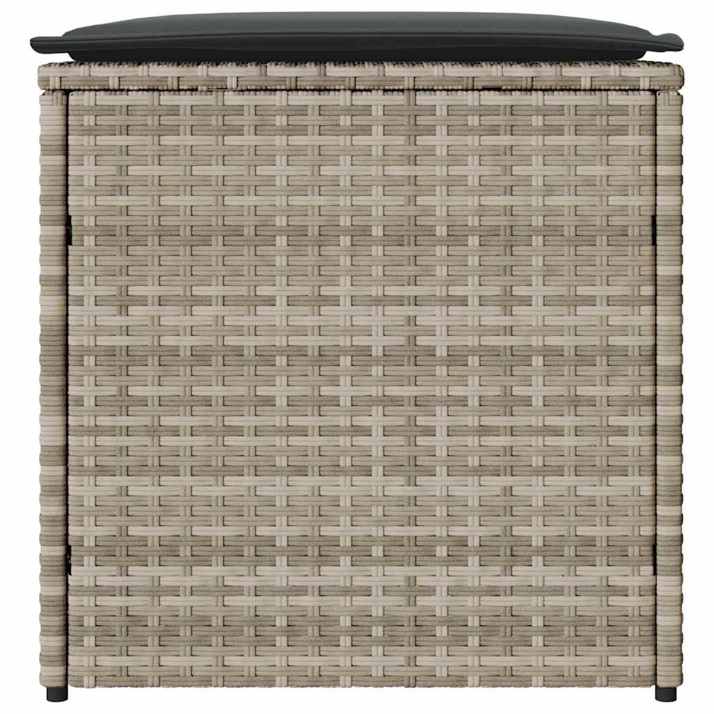Kissenbox mit Speicher Hellgrau 50 x 50 x 50 cm Poly-Rattan