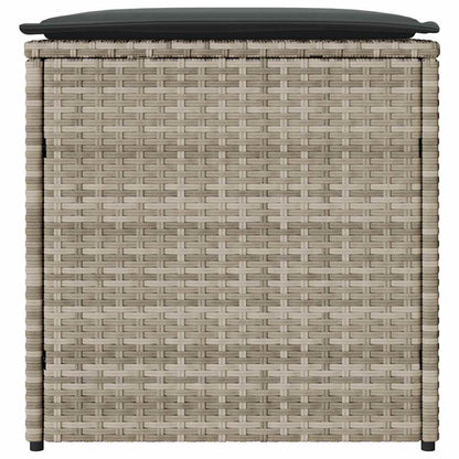 Kissenbox mit Speicher Hellgrau 50 x 50 x 50 cm Poly-Rattan