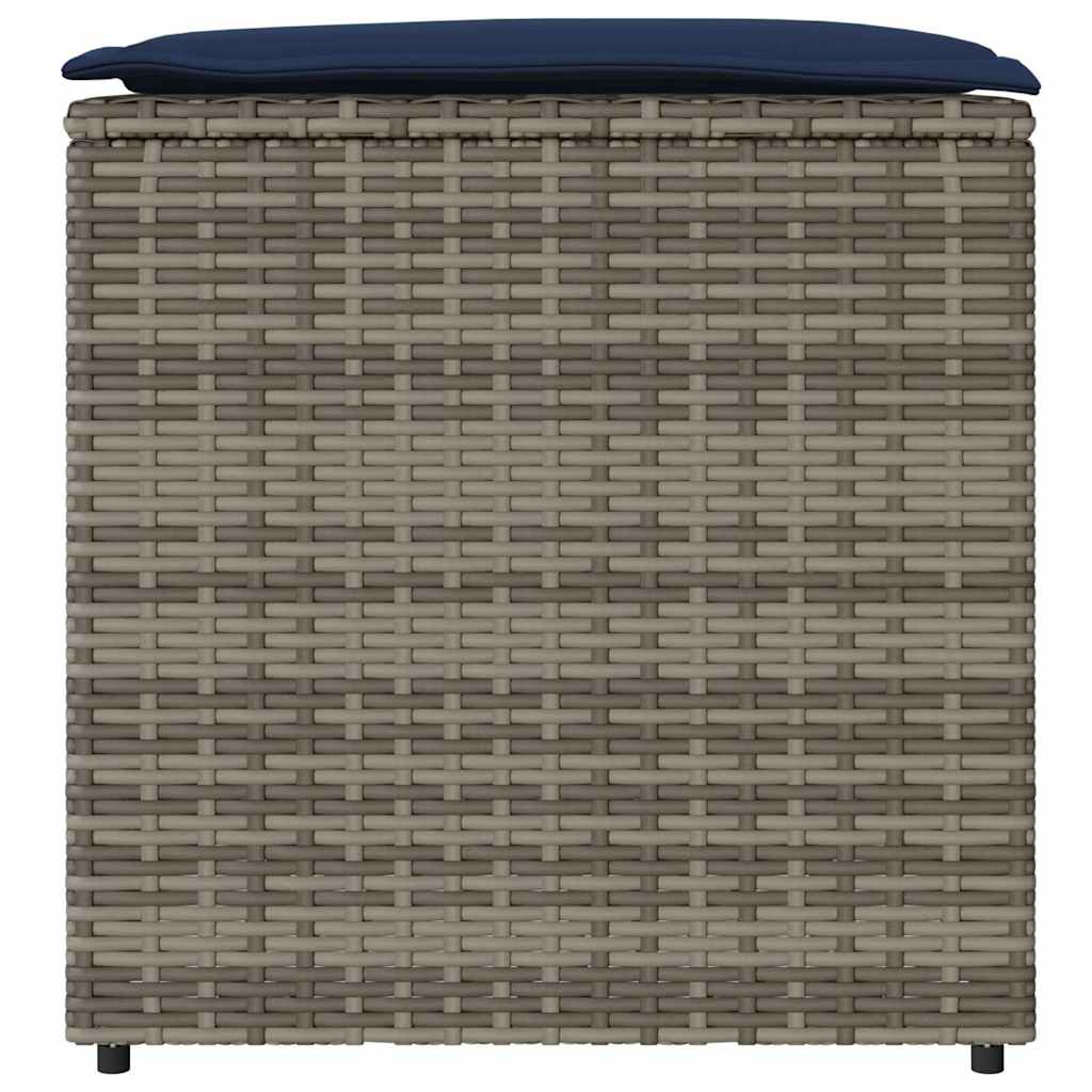 Kissenbox mit Speicher Grau 50 x 50 x 50 cm Poly-Rattan